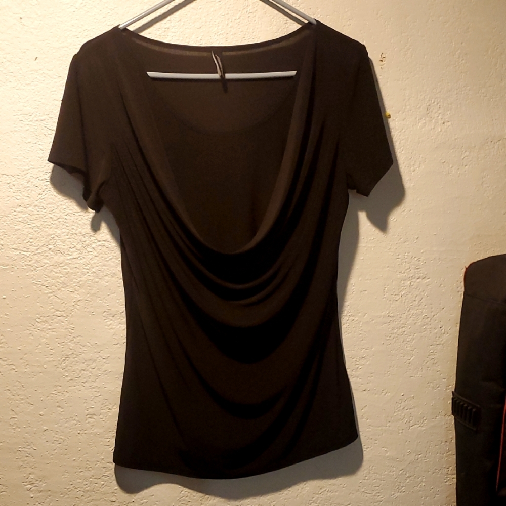Elegant Black Drape Neck Top